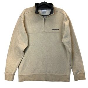 Columbia Hart Mountain Sweatshirt Mens Small Beige Fleece 1/4 Zip Pullover